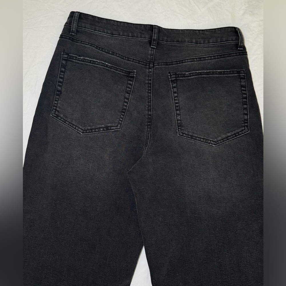 NWOT Jeans And Now This High Waist Wide-Leg Rip Crop Black Wash Size 31 Vintage - Picture 13 of 16